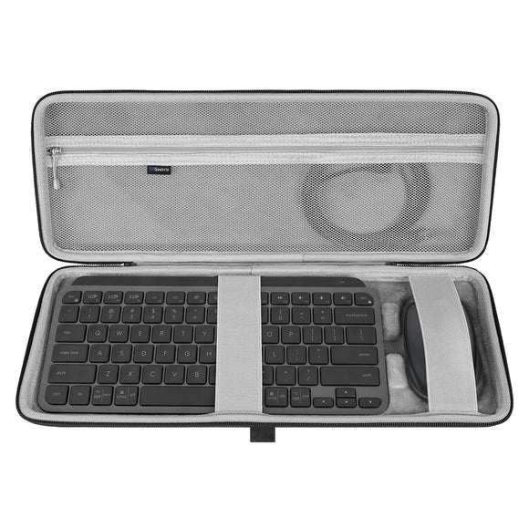 Geekria Keyboard Case, Hard Shell Protective Travel Bag Compatible with Logitech MX Keys Mini Minimalist Wireless Illuminated Keyboard and Logitech MX Anywhere 3 Mouse Combo Case (Dark Grey)