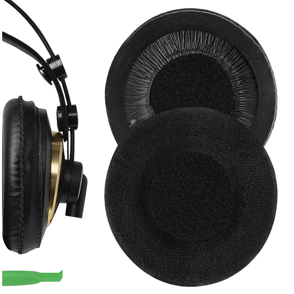 Geekria Comfort Velour Replacement Ear Pads Compatible with AKG K240, K240S, K240 Studio, K240 MKII, K241, K270, K271, K272 Headphones Earpads, Headset Ear Cushion Repair Parts (Black)