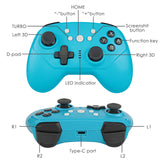 Geekria Mini Wireless Controller, Compatible with Switch OLED, Switch, Switch Lite, Android Devices and PC, Portable Gaming System Gaming Controller, Auto Turbo Function (Blue)