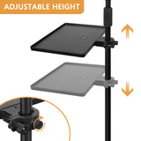 Geekria for Creators Microphone Stand Tray, Clamp On Shelf, Adjustable Rack Holder, Sound Card Tray, Clamp-On Rack Tray Attachment Suitable for Stage, Live Streaming, Recording (Black / Large)