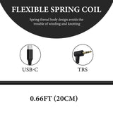 Geekria for Creators USB C to 3.5mm TRS Microphone Cable 0.66 ft / 20 CM, Compatible with Rode VideoMicro, VideoMic GO II, Wireless GO II, Mic Cord for Vlog and Podcast (Black)