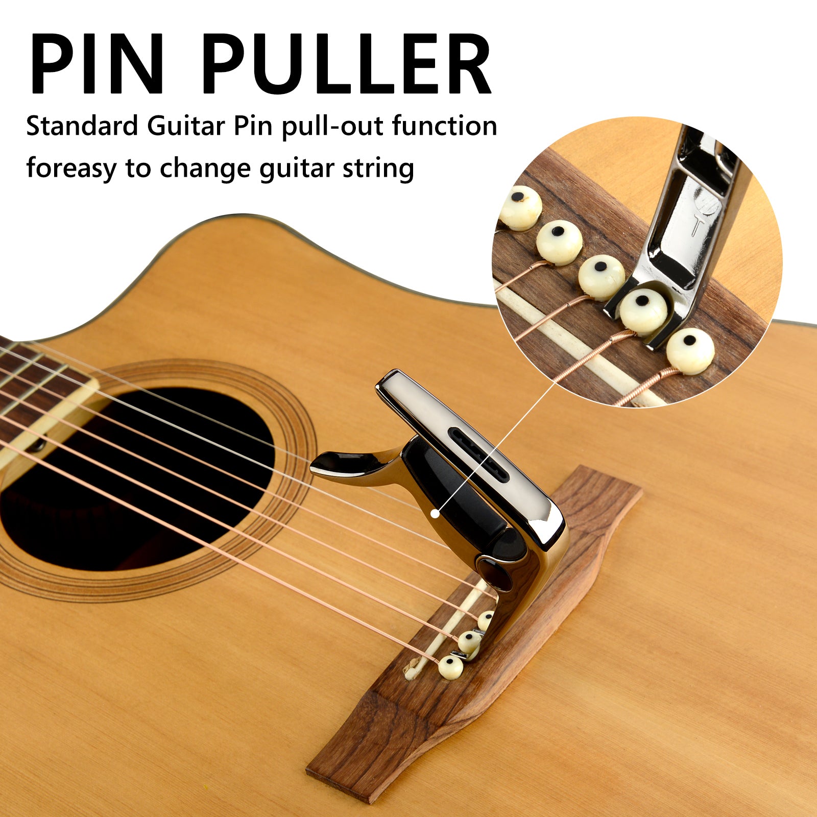 Capodastre 3 En 1 Musiin En Alliage De Zinc - Compatible Guitare Acoustique/Électrique/Classique, Ukulélé, Mandoline - 11