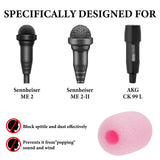 Geekria for Creators Foam Windscreen for 0.3" (8mm) Diameter Microphones, Antipop Foam Cover, Mic Wind Cover, Sponge Foam Filter Compatible with Sennheiser ME 2, ME 2-II (Pink / 2 Pack)