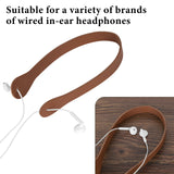 Geekria Earphones Neck Strap, Soft Vegan Leather Anti-Lost Earbuds Holder Neck Band Compatible with Apple EarPods and Other Wired Headphone (Brown)
