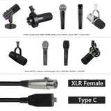 Geekria for Creators XLR Female to Type-C Microphone Cable 10 ft / 3 M, Compatible with FIFINE K688, AmpliGame AM8, Shure MV7, ATH ATR2100x-USB Balanced Mic Cord (Black)