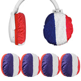 Geekria 2 Pairs Flex Fabric World Cup Headphones Ear Covers / Washable & Stretchable Sanitary Earcup Protectors for Over-Ear Headset Ear Pads, Sweat Cover for Gym, Gaming (M / French Flag)