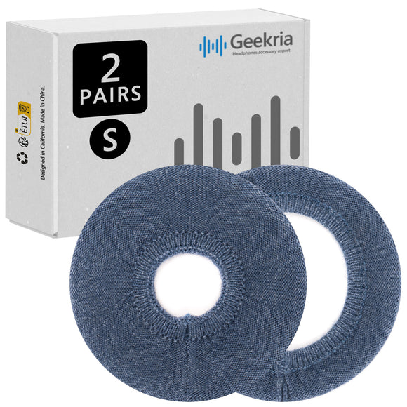 Geekria 2 Pairs Knit Headphones Ear Covers, Washable & Stretchable Sanitary Earcup Protectors for On-Ear Headset Ear Pads, Sweat Cover for Warm & Comfort (Size S / Blue)