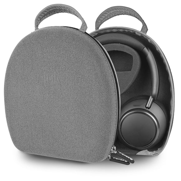 Geekria Shield Headphones Case Compatible with Soundcore Space One, Space Q45, Life Q20i, Life Q20+, Life Q35 Case, Replacement Hard Shell Travel Carrying Bag with Cable Storage (Microfiber Grey)