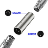 Geekria for Creators XLR Male to XLR Male Microphone Cable Adapter, Compatible with Shure SM58, SM57, SM7B, MV7, PGA48, Behringer xm8500 Mic Cord Plug (Silver, 2 Pack)