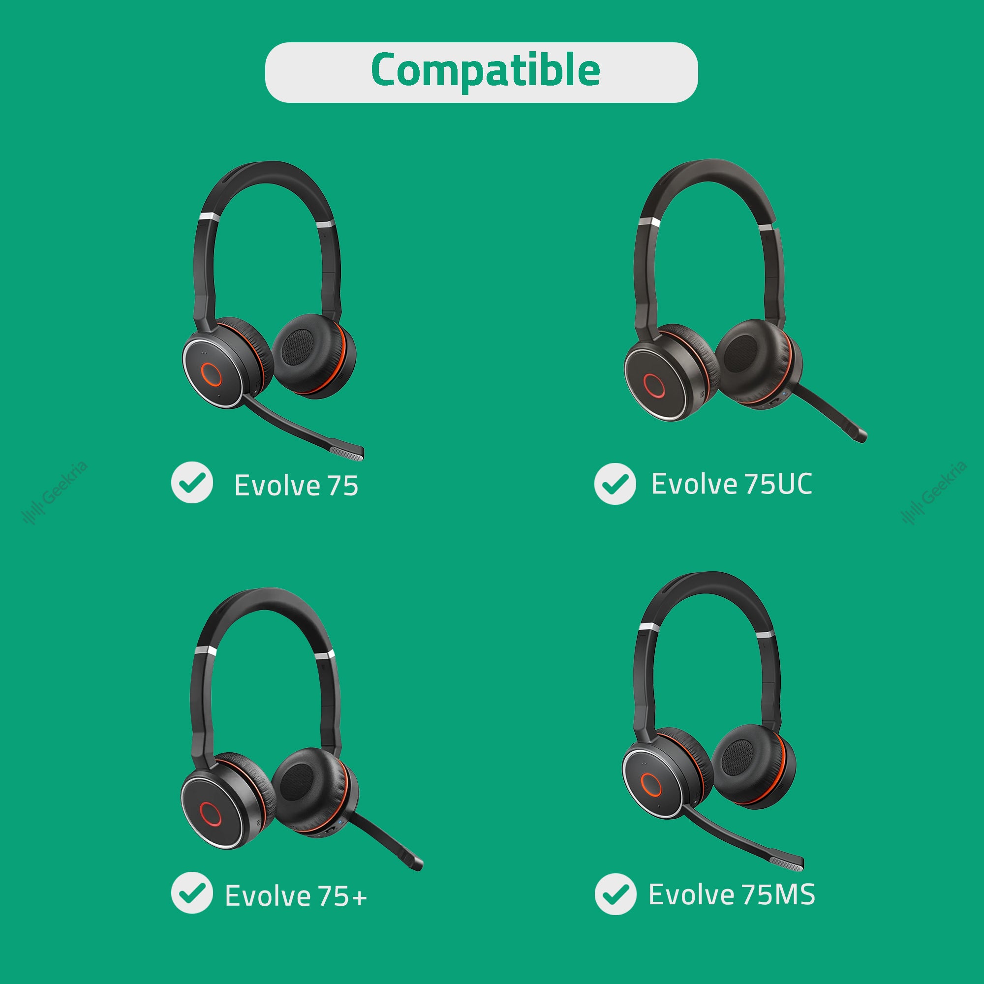 Coussinets D'oreille Pour Jabra Evolve 75 (UC/MS/SE) - Noir - Neufs - SSF24