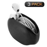 Geekria In-Ear Headset Smart Storage Box / Headphone Cable Storage Organizer / Earbuds Holder Case / Earphone Bobbin Winder Wrap / Cord Tangle-Free Portable Manager / Wire Keeper ( 3PCS / Black )