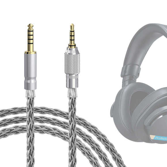 Geekria Apollo Silver-Plated Upgrade 4.4mm to 3.5mm Audio Cable Compatible with Sony MDR-MV1 MDR-M1 MDR-M1ST Headphones Replacement Cord With Threaded Knob Locking Device (4.9ft / 1.5m)