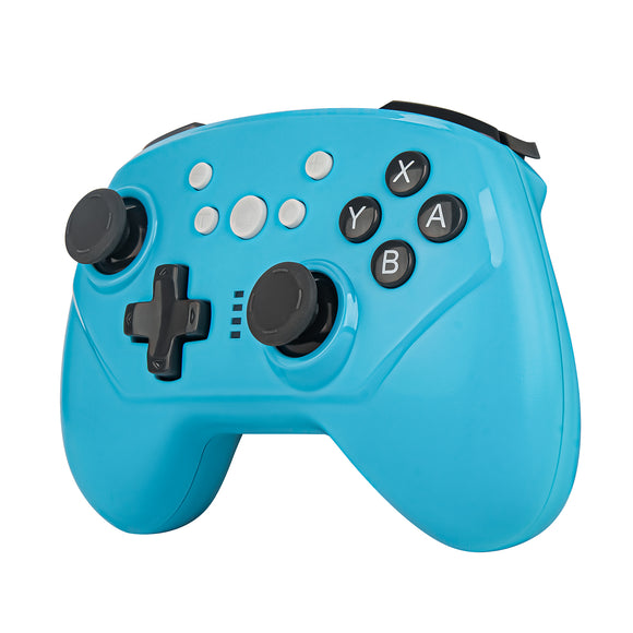 Geekria Mini Wireless Controller, Compatible with Switch OLED, Switch, Switch Lite, Android Devices and PC, Portable Gaming System Gaming Controller, Auto Turbo Function (Blue)