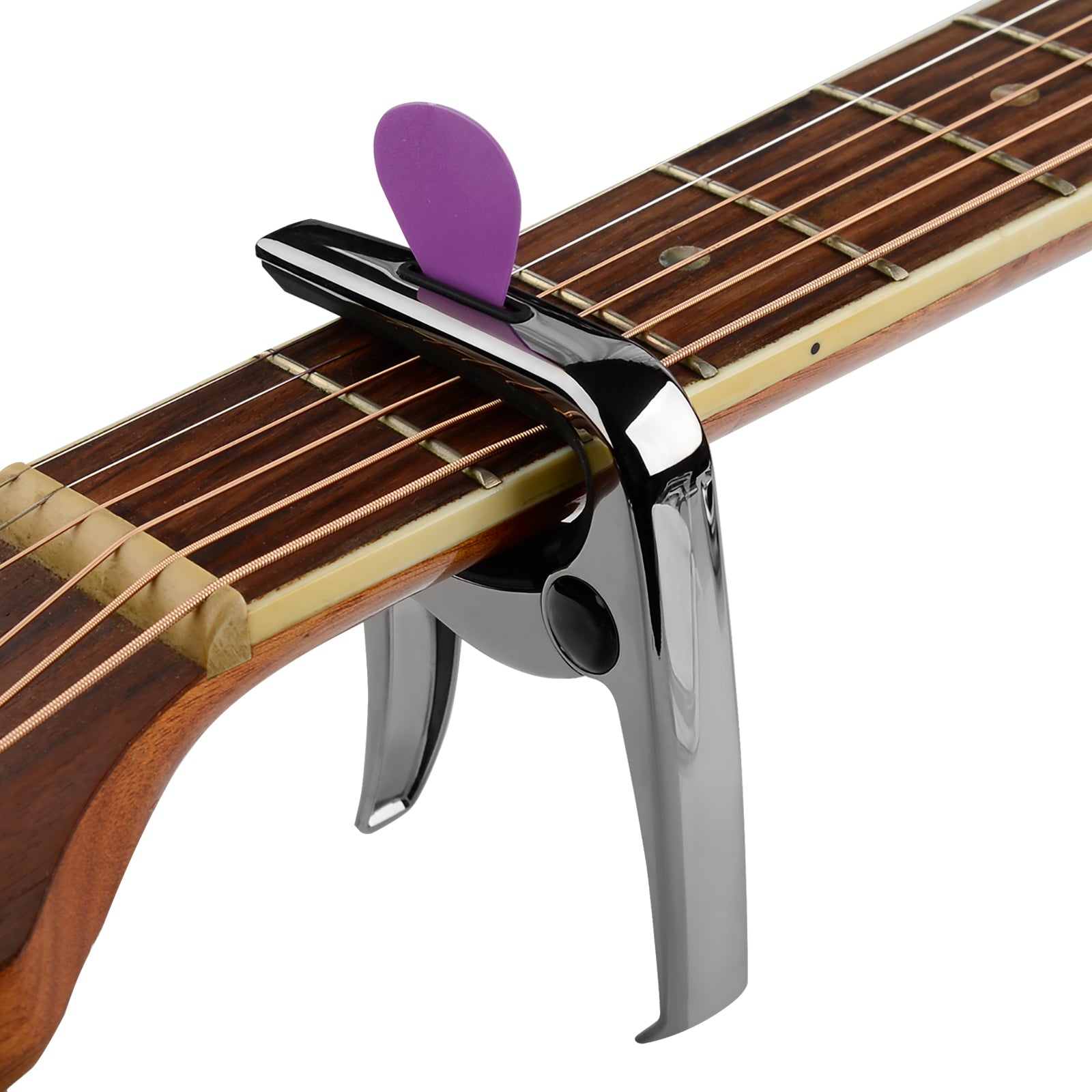 acoustic guitar gear Geekria 3IN1 Guitar Capo, Zinc Alloy Metal Capo for Acoustic and Electric Guitars, Ukulele, Mandolin, Classical Guitar Accessories (Gun Color)