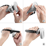 Geekria Extended Controller Grips Cover Compatible with Meta/Oculus Quest 2,Extended Controller Hand Strap Adjustable Knuckle Handles for Large Hands, Anti-Collision Silicone Grip Cover (White)