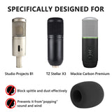 Geekria for Creators Foam Windscreen for 1.6" Diameter Microphones, Antipop Foam Cover, Mic Wind Cover, Sponge Foam Filter Compatible with TZ Stellar x2, Mackie EM-91C, Behringer (Black / 2 Pack)