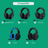 Geekria Comfort Soft Velour Replacement Ear Pads for Logitech G Pro/ ProX/ ProX2/ 433/ 233 Headphones Ear Cushions, Repair Parts (Black)