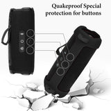 Geekria Silicone Speaker Case Cover Compatible with JBL Flip7, Protective Soft Skin, Replacement Portable Travel Carrying Sleeve with Shoulder Strap (Black)