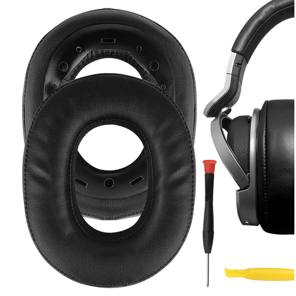 Geekria QuickFit Replacement Ear Pads for SONY MDR-HW700, MDR-HW700DS Wireless Headphones Ear Cushions, Headset Earpads, Ear Cups Cover Repair Parts (Black)