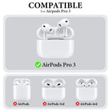 Geekria Wireless Earbuds Case Ultra-Light Belt Clip Pocket Holder, Compatible with Apple AirPods Pro 3, Charging Port Accessible (White)