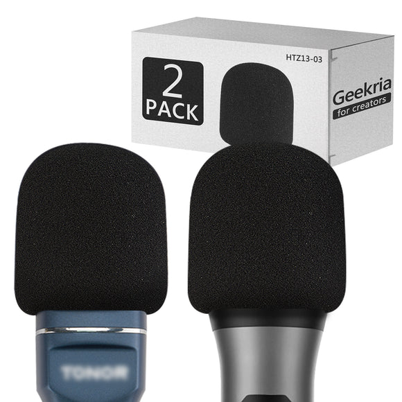 Geekria for Creators Foam Windscreen Compatible with TONOR TC-777, TW-620, TW-630, TW-820, TN492BL Microphone Antipop Foam Cover, Mic Wind Cover, Sponge Foam Filter (Black / 2 Pack)