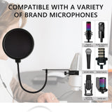 Geekria for Creators Mic Pop Filter, 5 Inch Microphone Filter Shield, Flexible Gooseneck Antipop Mask with Extended C-Clamp, Wind Pop Screen Compatible with Audio-Technica AT2020 (Size L)