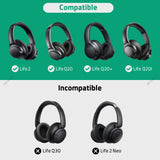 Geekria QuickFit Replacement Ear Pads Compatible with Anker Soundcore Life 2 (Not fit Life 2 Neo), Life Q20, Q20+, Q20I, Q20BT Headphones, Repair Parts (Black)