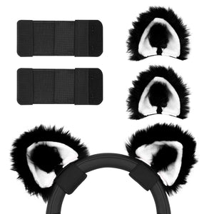 Geekria NOVA Headphone Beam Strap+Cat Ears Attachment Compatible with Bose, Sony, Skullcandy, Beats, Marshall Headphones, Easy DIY Installation, Comfortable & Stylish (Black / Black+White)