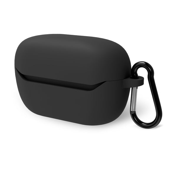Geekria Silicone Case Cover Compatible with JBL Endurance Race 2 True Wireless Earbuds, Protective Earphones Skin Cover with Keychain Hook, Charging Port Accessible Front LED Visible (Black)