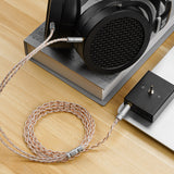 Geekria Apollo Copper Silver Braid Upgrade Audio Cable Compatible with HIFIMAN SUNDARA Ananda Arya HE4XX HE-400i HE400SE, 3.5mm (1/8'') to Dual 3.5mm Male Replacement Headphones Cord (5 ft/1.5 m)