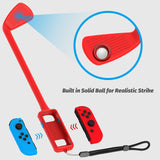 Geekria Switch Golf Club Compatible with Nintendo Switch Joy-Con, Golf Games Handgrip with Adjustable Hand Strap Accessories for Mario Golf: Super Rush Game (2 Packs)