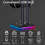 Geekria ABS RGB Headphones Stand for Over-Ear Headphones, Gaming Headset Holder, Desk Display Hanger with Solid Heavy Base Compatible with Sennheiser, Bose, Beats, Razer, AKG, Sony PS4 (Black)
