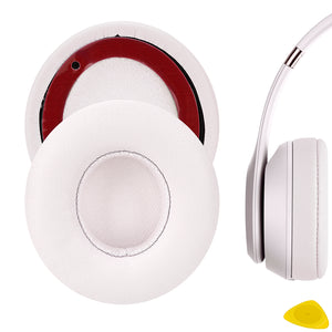 Geekria QuickFit Replacement Ear Pads for Beats Solo 4 Wireless On-Ear Headphones Ear Cushions, Headset Earpads, Ear Cups Cover Repair Parts (White)