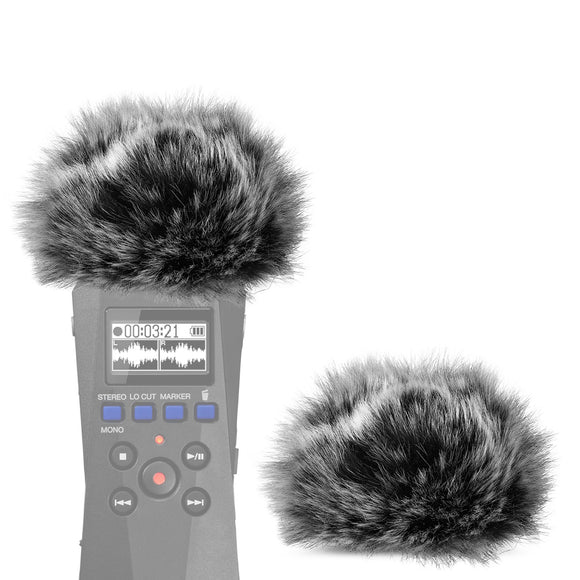 Geekria for Creators Furry Windscreen Compatible with ZOOM H1 Essential Recorder, Mic DeadCat Muff, Windbuster, Fluff Cover, Portable Digital Recorder (Grey / 2 Pack)
