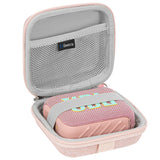 Geekria Shield Speaker Case Compatible with JBL Go 5/4/3, Go 3 Eco Cover, Replacement Hard Shell Portable Speaker Protective Carrying Bag with Cable Storage, Keychain Carabiner (Pink)