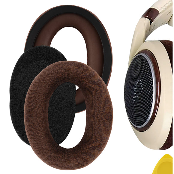 Geekria Comfort Velour Replacement Ear Pads for Sennheiser HD515, HD518, HD555, HD560s, HD558, HD559, HD569, HD579, HD589 Headphones Ear Cushions, Headset Earpads, Ear Cups Repair Parts (Brown)