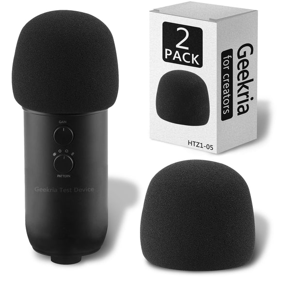 Geekria for Creators Foam Windscreen Compatible with Blue Yeti, Blue Yeti Pro Microphone Antipop Foam Cover, Mic Wind Cover, Sponge Foam Filter (Black / 2 Pack)