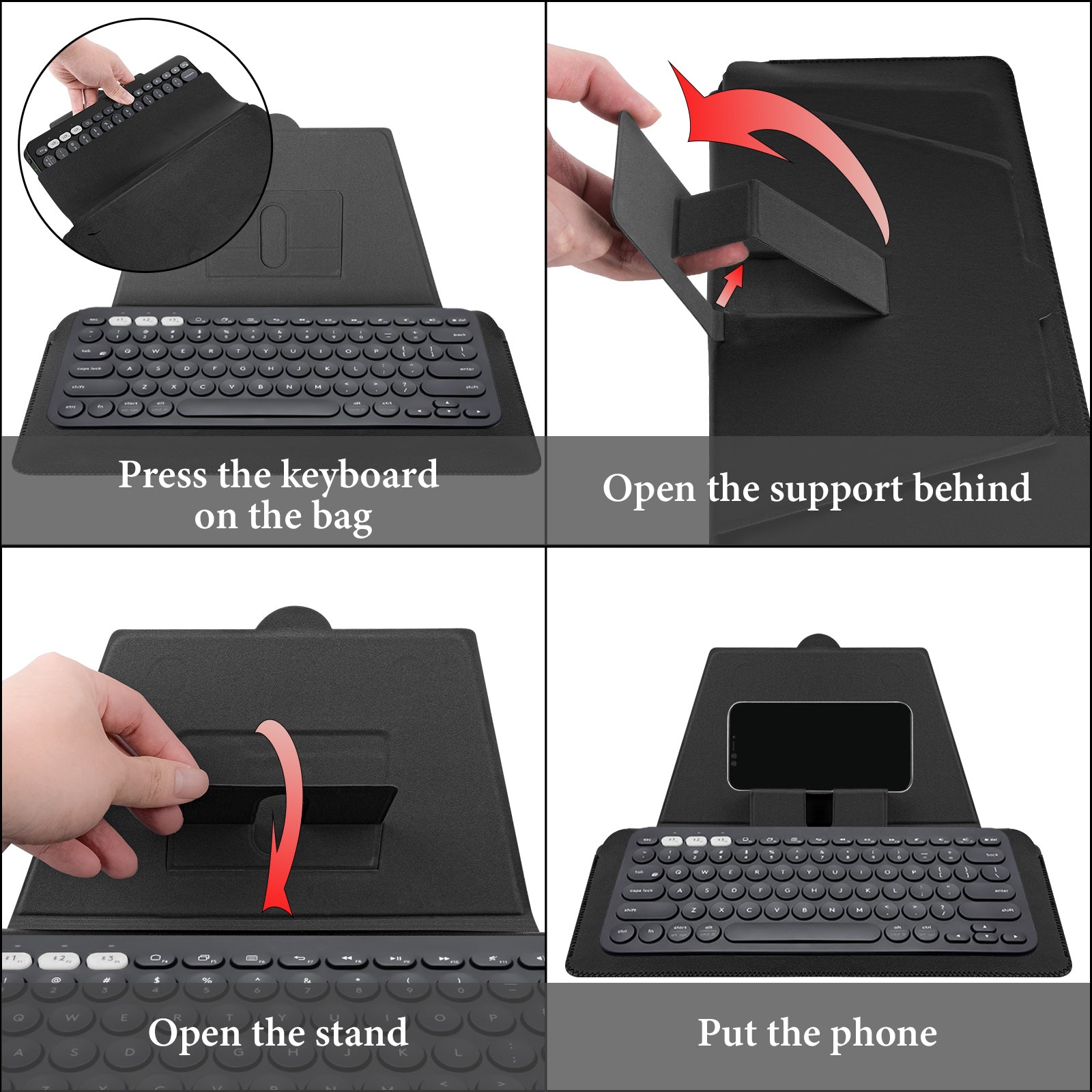 Adore June Keeb Custodia Per Tastiera Logitech Keys-To-Go – Tessuto Nero, Protezione Su Misura Con Strappo