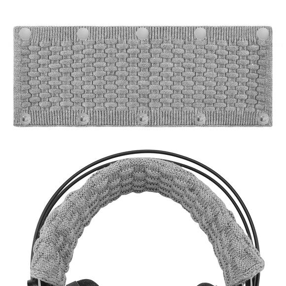 Geekria Knit Fabric Headband Pad Compatible with Logitech, Turtle Beach, Panasonic, AKG, Sennheiser, Sony Headphones, Head Cushion Pad Protector, Replacement Repair Part, Sweat Cover (Grey)