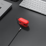 Geekria Silicone Case Cover Compatible with Beyerdynamic Free BYRD True Wireless Earbuds, Earphones Skin Cover, Protective Carrying Case with Keychain Hook, Charging Port Accessible (Red)