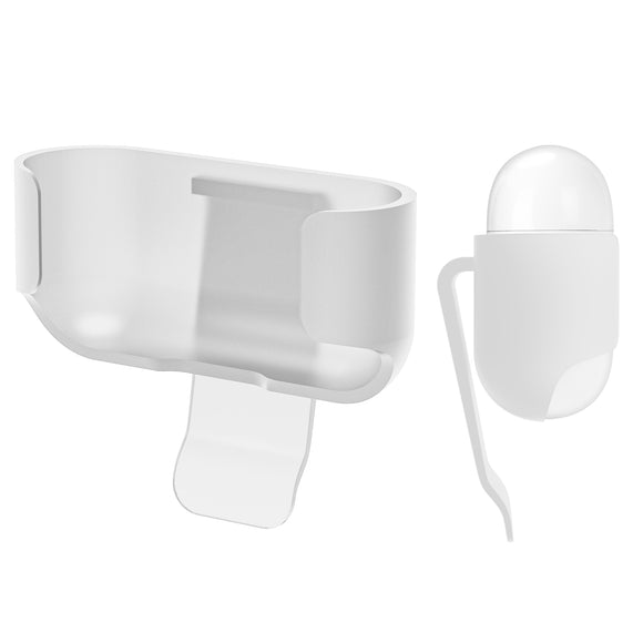 Geekria Ultra-Light Polycarbonate Belt Clip Earbuds Case Compatible with Apple AirPods Pro 2, Hard Shell for Hiking, Outdoor Activities, Tight fixation (White, 1 Pack, Single Case)