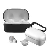 Geekria Silicone Case Cover Compatible with AKG N400 True Wireless Earbuds Protective Charger Carrying Case, Wireless Earphones Skin Cover with Keychain Hook, Charging Port Accessible (Black)