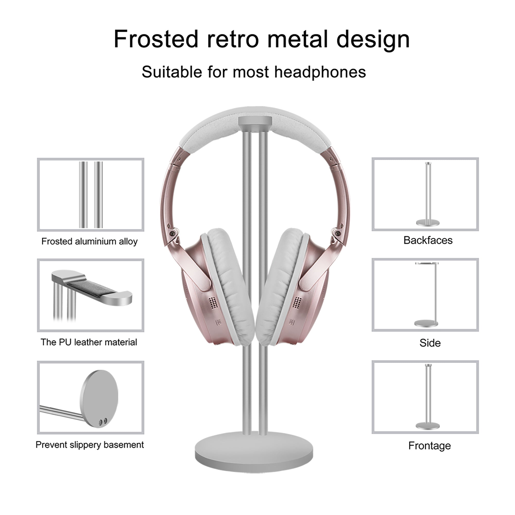 Geekria Support Double Casque En Alliage Aluminium – Porte-Casque De Bureau Design Élégant, Compatible Beats, Bose, Sony, Sennheiser, AKG (Argent)