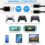 Geekria QuickFit Console Charging Cable, Charger Cord for PS5 Dualsense Controller, Y-Splitter USB C Fast Charger Cable, 2 in 1 Multiple Charger Cord for Playstation 5 / Xbox Series X (10FT)