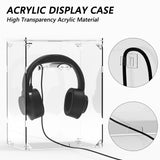 Geekria Acrylic Headphones Stand Display Box Dust Cover For Headphones, Model Assemble Cube Display Box Holder Dustproof, Protection Headphones Clamshell Show Case (Clear)