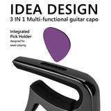 Geekria 3IN1 Guitar Capo, Zinc Alloy Metal Capo for Acoustic and Electric Guitars, Ukulele, Mandolin, Classical Guitar Accessories (Gun Color)