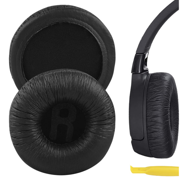 Geekria QuickFit Leatherette Replacement Ear Pads for JBL JR300, JR300BT, T450BT, T500BT, Tune 500, Tune 500BT, Tune 510BT, Tune 600BTNC Headphones Ear Cushions, Headset Earpads (Black)