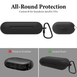 Geekria Silicone Case Cover Compatible with Soundcore by Anker AeroFit 2 Pro True Wireless Earbuds, Shockproof Anti-Slip Skin with Screw-Lock Lanyard, Charging Port Accessible (Black)