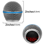 Geekria for Creators Microphone Replacement Grille for Shure SM58, SM58-LC, SM58S, BETA 58A, SV100, PGX24, SLX4 Mic Head Cover, Microphone Ball Head Mesh Grill, Capsule Parts (Silver / 2 PACK)