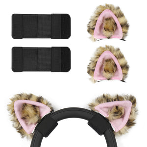 Geekria NOVA Headphone Beam Strap+Cat Ears Attachment Compatible with Bose, Sony, Skullcandy, Beats, Marshall Headphones, Easy DIY Installation, Comfortable & Stylish (Black / Leopard Print Pink)